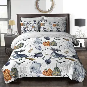 8pcs Halloween Comforter Set, Witch Pattern Bed In A Bag Bedding With Comforter Sheet Sham - 1 Comforter, 2 Pillow Shams, 1 Flat Sheet, 1 Fitted Sheet, 1 Cushion Cover, 2 Pillowcases All season