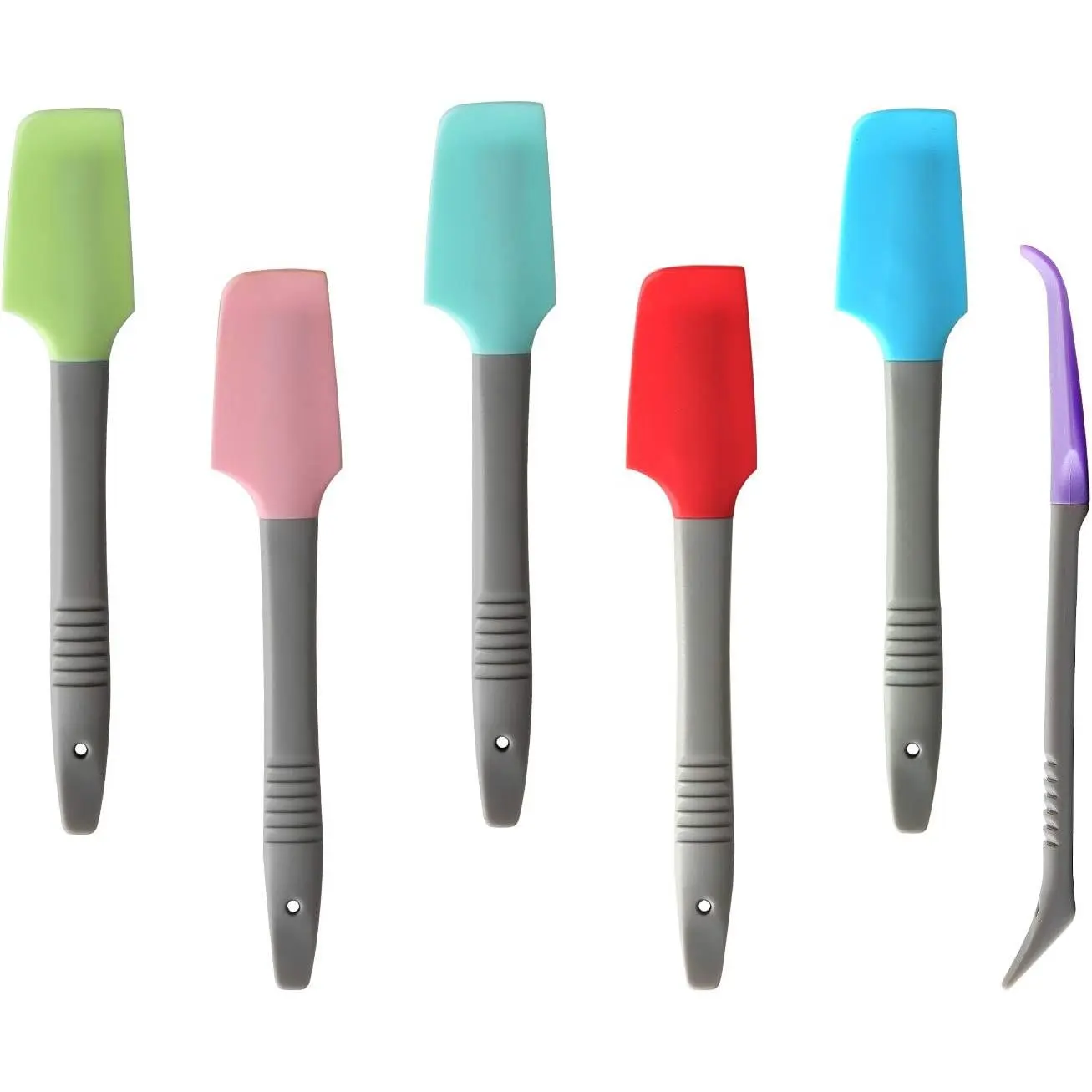Silicone Mini Spatula, Curved Small Spatula, Kitchen Jar Spatula, Wet Pet Food Can Spoon, Used for Cooking, Baking, Frosting, or Stirring, 6-Pack