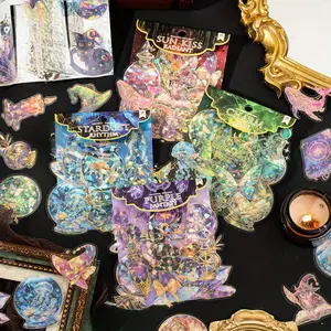 80 pieces of shell light cold hot sticker pack PET waterproof material retro style DIY die cut decorative handbook primer material sticker pack