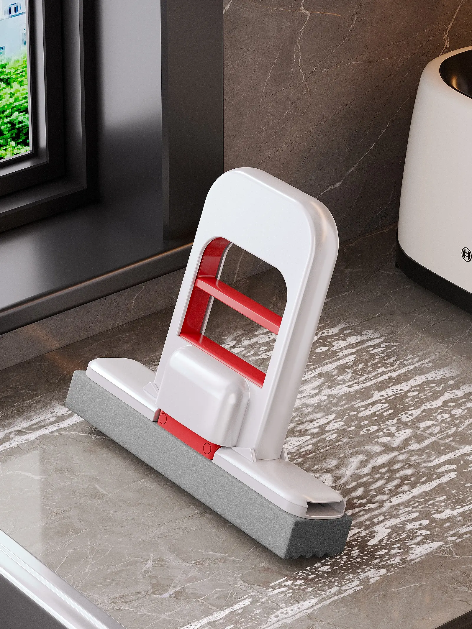 2026 New Mini Self-Squeezing Sponge Mop Cleaner,Handheld Floor Cleaning Tool, Portable LightweightCompact System, No Wash Wet-Dry Quick CleanItem for Small Spaces, Red, Standable & Hangeable cuban mop scrub brush floor 3 tilk electric separate water sohoc