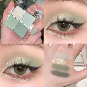 Matte Light Green Eye Shadow Makeup Palette, Matte Glitter Highly Pigmented Mint And Seafoam Green Waterproof Eyeshadow Palette For Woman