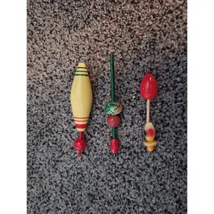 Vintage Wooden Fishing Floats Bobbers Set of 3-