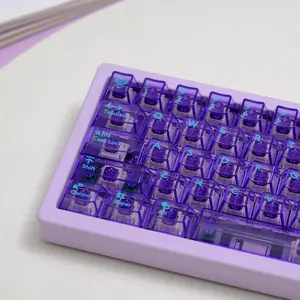 114  Transapent Keycaps PC Material UV Tranfer  Clear Keycaps Set Fit for 61/64/87/104/108 Mechanical Keyboard Cherry Mx Switches