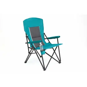 22.44x25.59x40.94 Inch Oversized High Back Camping Chair, Blue PVC Polyester Fabric, Heavy-Duty Steel Frame Support 250LBS, Portable Foldable Outdoor Lawn Chair with Cup Holder for Camping Patio Garden