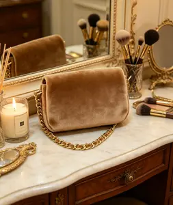 Quilted Suede Crossbody Bag for Women, Brown Designer Style Shoulder Purse with Gold Chain Strap - Ideal for Daily/Date Night