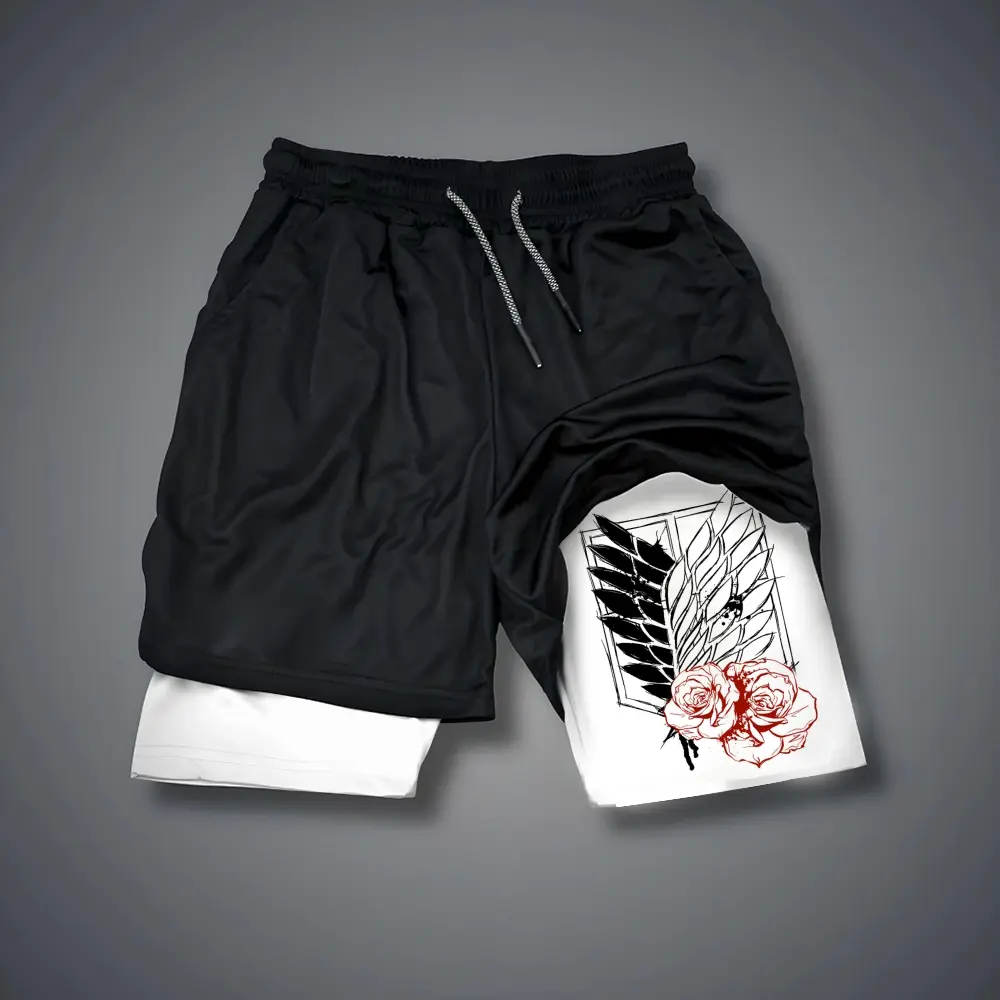 Attack on Titan 80s 90s summer men shorts for men jorts outfit men graphic shorts Double-layer sports shorts Comfortable short shorts summer