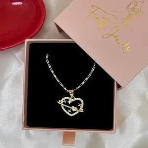 14k Gold Plated Cute Heart Shaped Necklace for Women