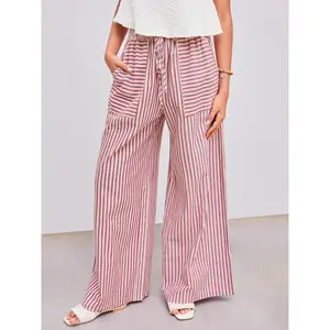 Cider [size 2-26] Woven Mid Rise Stripe Knotted Pocket Trousers