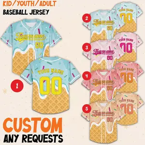 Custom Drip Baseball Jersey, Baseball Mama Jersey, Ice Cream Baseball Jersey, Sport Matching Jersey Team/ Family, Summer Jersey, Sport
