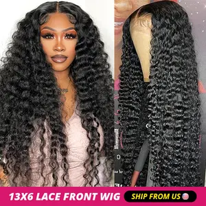 13x6 Deep Wave Lace Front Wig Pre Plucked Human Hair Wigs For Women 180 Density