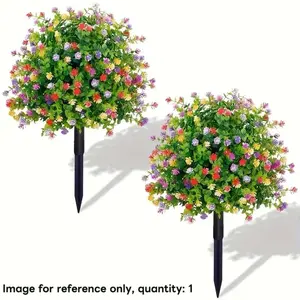 Artificial Yellowwood Tree, Spherical Tree with Colorful Flowers, 21.7-Inch Fake Bush, UV-Resistant Realistic Greenery, Garden Decor
