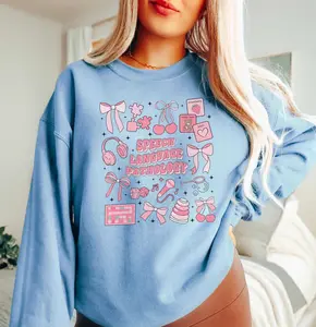 Speech Language Pathology Sweatshirt / Short Sleeve T-SHIRT , Women's Oversized Casual Long Sleeve Top Gildan 18000 Heavy Blend Crewneck