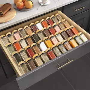 Acrylic Spice Rack Organizer, Transparent Seasoning Storage Tray, Kitchen Drawer Insert, Staircase Style Spice Holder, 4/8pcs Set