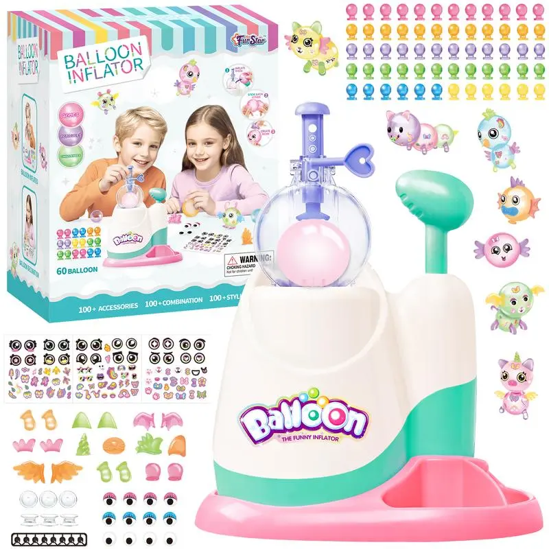 212 pcs Balloon The Funny Inflator, Magic Happy Balloons Maker, Balloon Animals Making Kit with Pump, DIY Sticky Balloon Craft Kits for Girls Boys Ages 3+