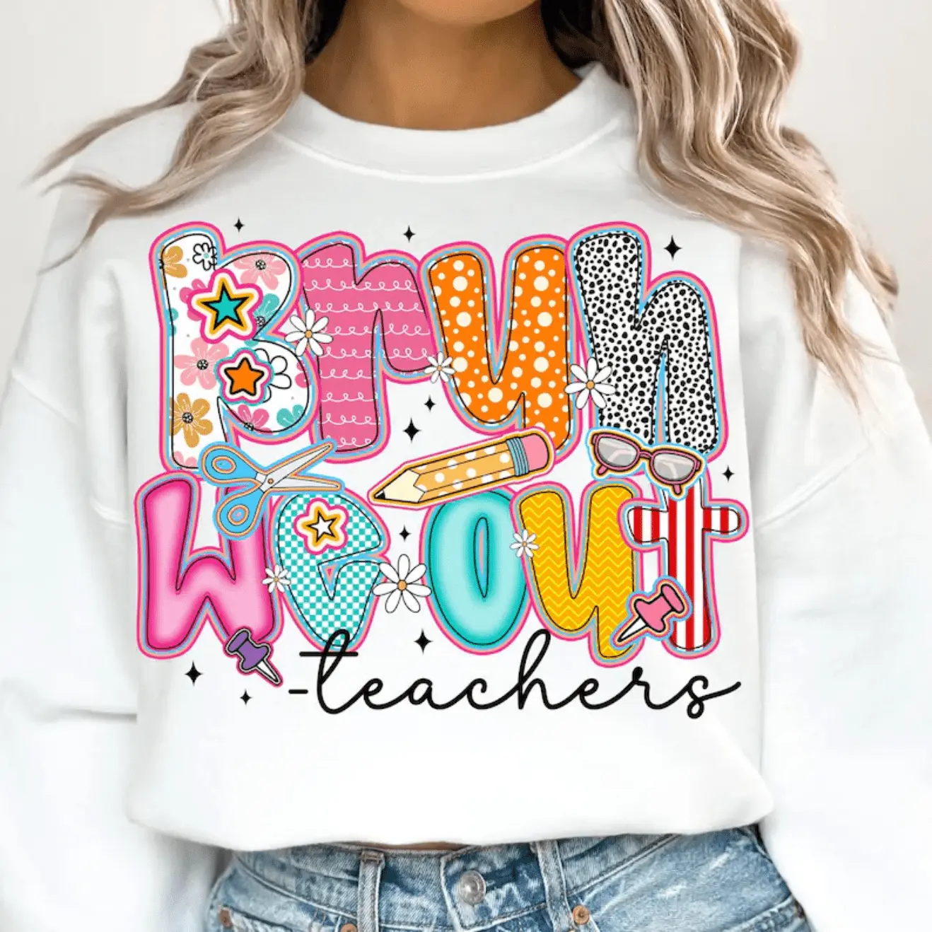 RTS BRUH WE OUT TEACHERS PENCIL SCHOOL DTF DIRECT TO FILM transfers size ADULT 10X12  20-C