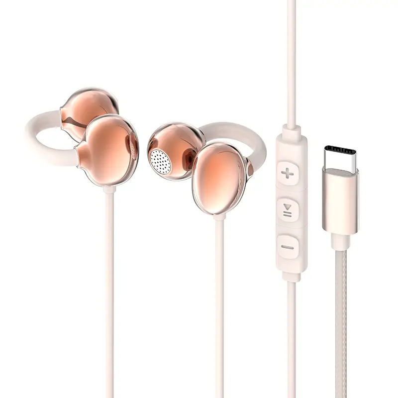 2026 New Clip-on Earbud, Wired Earphones for Open-Ear Music for IOS Headphones with 3.5mm Plug, Type-C Plug, Wired Ear Buds with Built-in Remote to Control Music, Phone Calls, and Volume