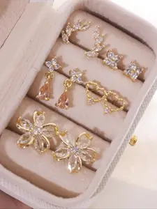 Women's Elegant Flower & Heart & Windmill Design Dangle Earrings Set, Exquisite Trendy Earrings, Fashionable Jewelry Set for Women & Girls As Gift