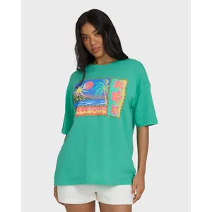 Summer Heat Short Sleeve Knit Graphic T-Shirt - Green Tropics
