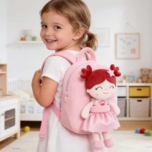Birthday Surprise Plush Doll Backpack Set Soft Stuffed Baby Girl Toy for Toddlers Detachable Animal Doll School Bag Machine Washable Christmas Easter Baptism Gift Idea Preschool Graduation Prize Nursery Essentials