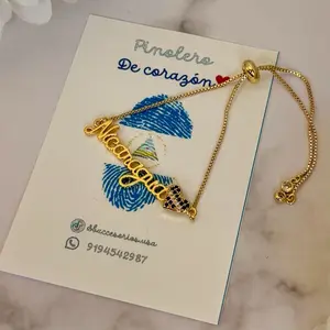 Nicaragua Bracelet with Gold Chain and Heart Charm for Women's Fashion Accessories