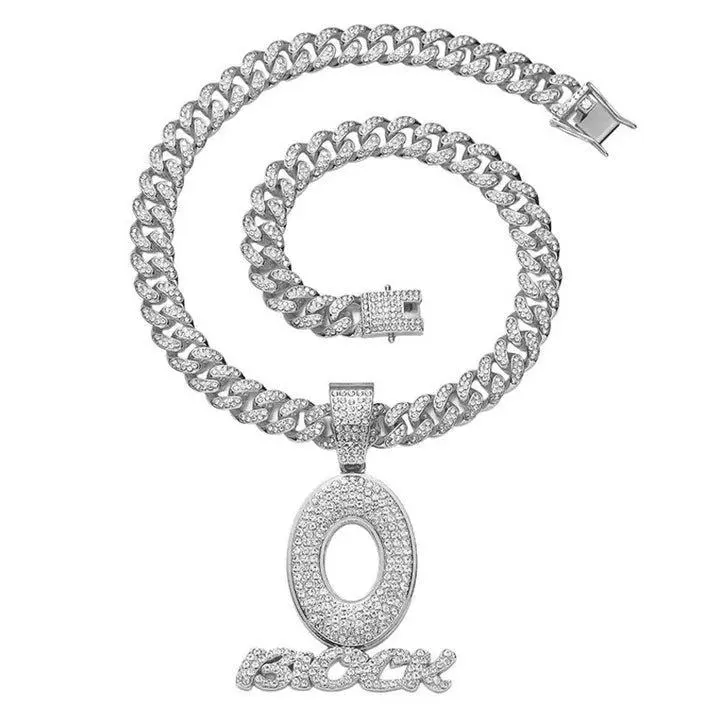 Iced Out O Block Pendant And Iced Out Cuban Link Chain Set Deal Hip Hop Jewelry