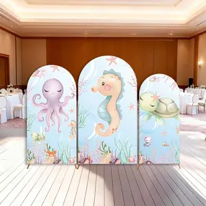 15-day Delivery Under the Sea Birthday Backdrop Arch Cover Baby Girl Boy Ocean Party Summer Decor