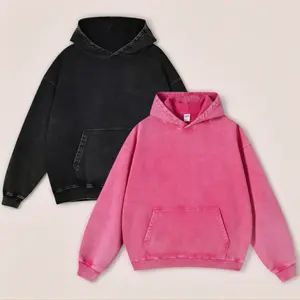1/2PCS Vintage Style Ultimate Comfort Oversized Acid Wash Hoodie Unisex Heavy Weight Hoodie Distress Look with Pockets for Men Women Couples
