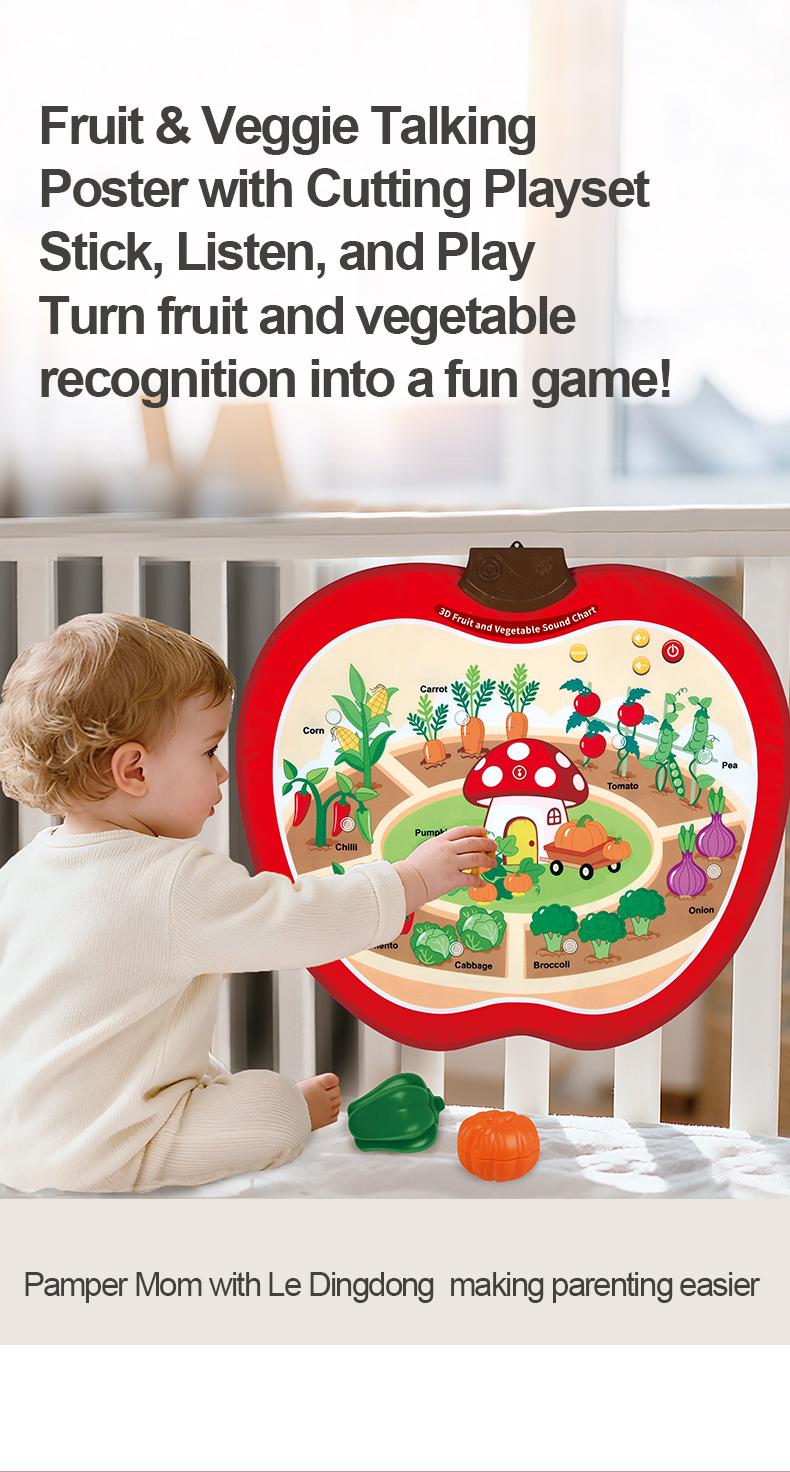 Apple Chart Interactive Fruit & Veggie Talking Poster with Cutting Playset for Toddlers