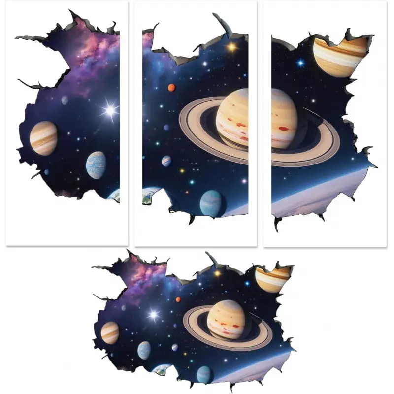 3 Sheet Broken Hole Planet Furniture Decals, Cabinet Stickers for Dresser Drawer Kitchen Vanity Farmhouse, Removable Vinyl Stickers, Easy Peel and Stick, Large Pattern
