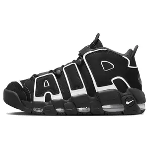 Nike Air More Uptempo OG Mid-Top Retro Basketball Shoes for Men in Black and White
