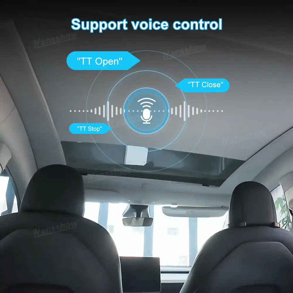 Electric Powered Sunshade Voice Control Retractable Glass Sunroof