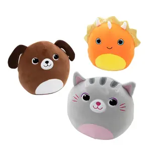 8" Large Stuffed Spandex Triceratops, Cat & Dog Characters - 12 Pc.