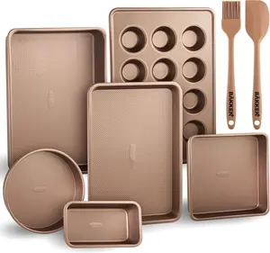 Bakeware Set – 8 Piece – Non-Stick Professional Home Bakeware – Multi Sized Baking Pan Set - Muffin Pan, Loaf Pan and More