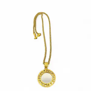 Pre-owned Chanel CC Mirror Pendant Necklace Gold Plated Glass (170sc)