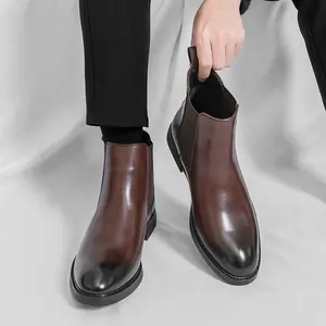 Men's Black PU Leather Closed-Design Ankle Boots - Business Formal Work Office Shoes, Casual Outdoor Commuter Walking Shoes, All-Match Daily Footwear