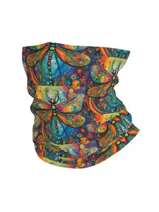 BIIHUDU Dragonfly Print Lightweight Scarf Neckerchief Neck Gaiter - Multifunctional Face Mask, Vibrant Colorful Design for Ou