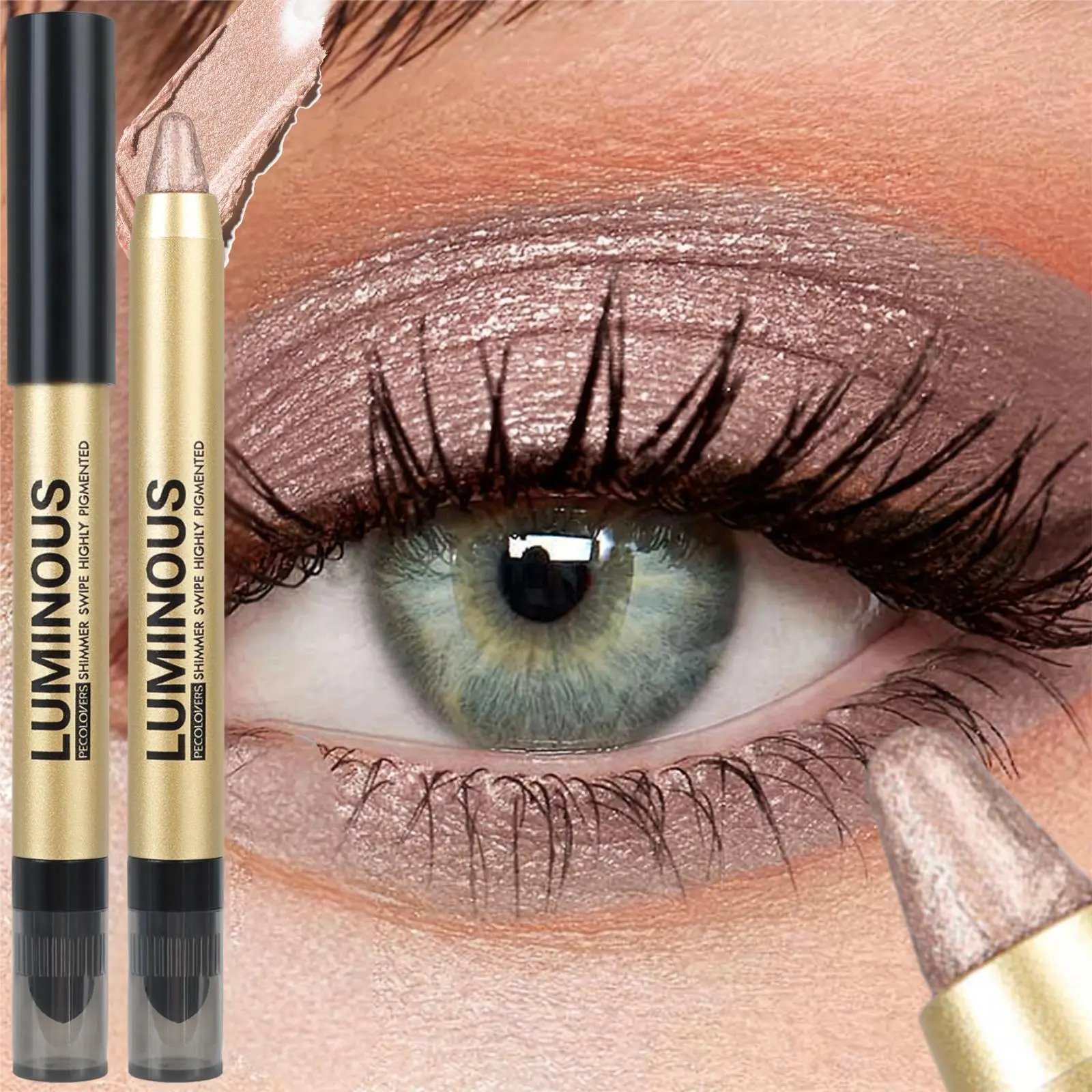 1PC Anti-smudge, Glitter, Matte Shimmer Metallic Finish for Beginners, Vibrant Metallic, Silky, Durable Double Headed Eye Shadow Stick for Bold Look, Holiday Gift, Cosmetic, Eyeshadow Makeup, Glitter Beauty, Glitter Eyeshadows, Double Ended Eyeshadow