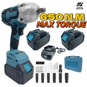 Electric Brushless Impact Wrench High Torque, Cordless Pistola De Impacto with 2x2.0 Battery, 6 Sockets, 8 Drills, 6 Screws, Compact Wrench/ Rechargeable Wrench Ideal for Car Tire Truck RV Mower(650N.m) impact  tools