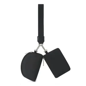 Wristlet Keychain Coin Purse for Women Mini Zip Around Dual Pouch Wristlet Portable Small Wallet Mini Women Coin Purse