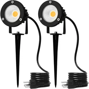 12W LED Landscape Spotlight,120V Landscape Lighting Outdoor for Mounted Flag Pole Light,IP65 Landscape Lights Warm White Garden Decorative Lamp 6FT Cord with US 3 Prong (Base,Stake Included)