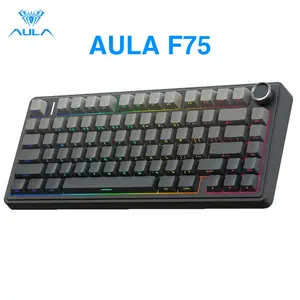 Aula F75 Mocha Brown 75% Wireless Mechanical Gaming Keyboard - Pre-lubricated Linear Switches, Tri-Mode Connection, Hot-Swappable (3/5-Pin), RGB Backlighting, Volume Knob, Creamy Sound Budget Pro Keyboard, summerwins