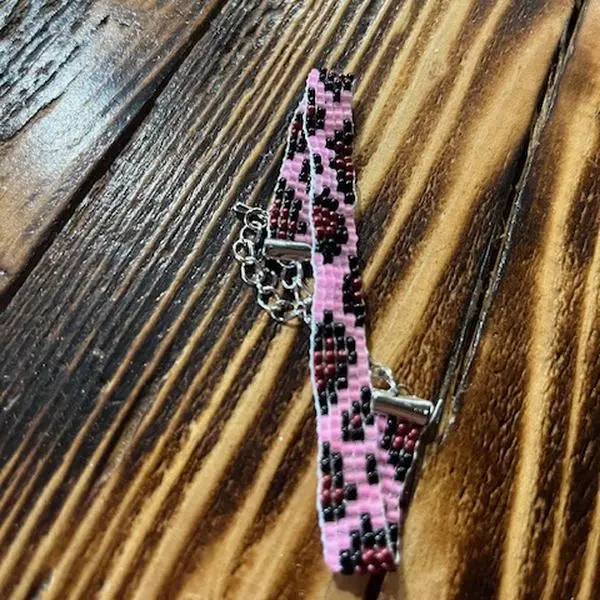 Pink cheetah print bracelet