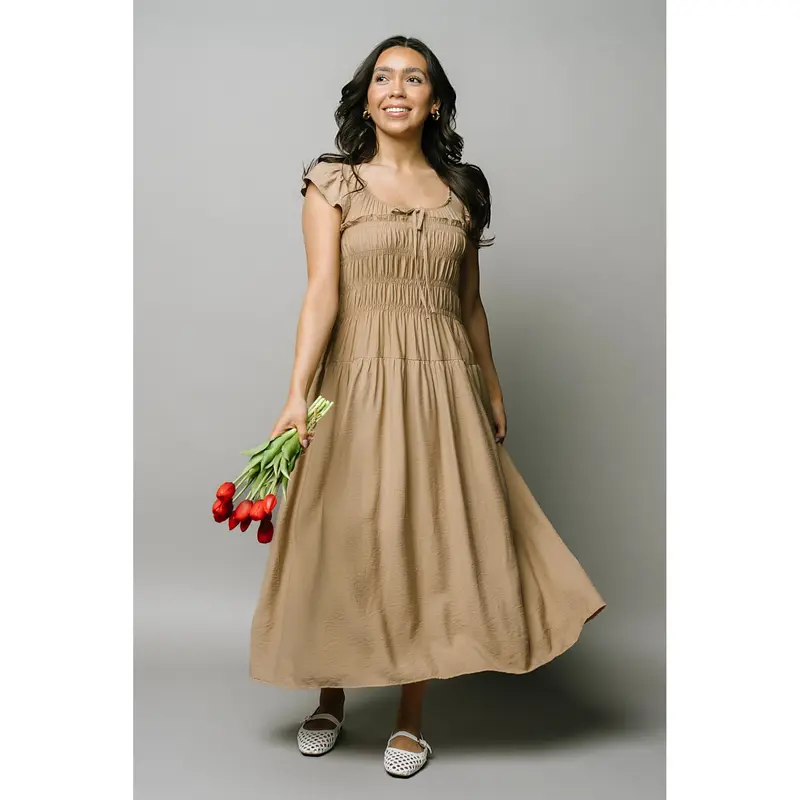 brown dress pretty woman The Maxi Wrap Dress w/ Cap Sleeves