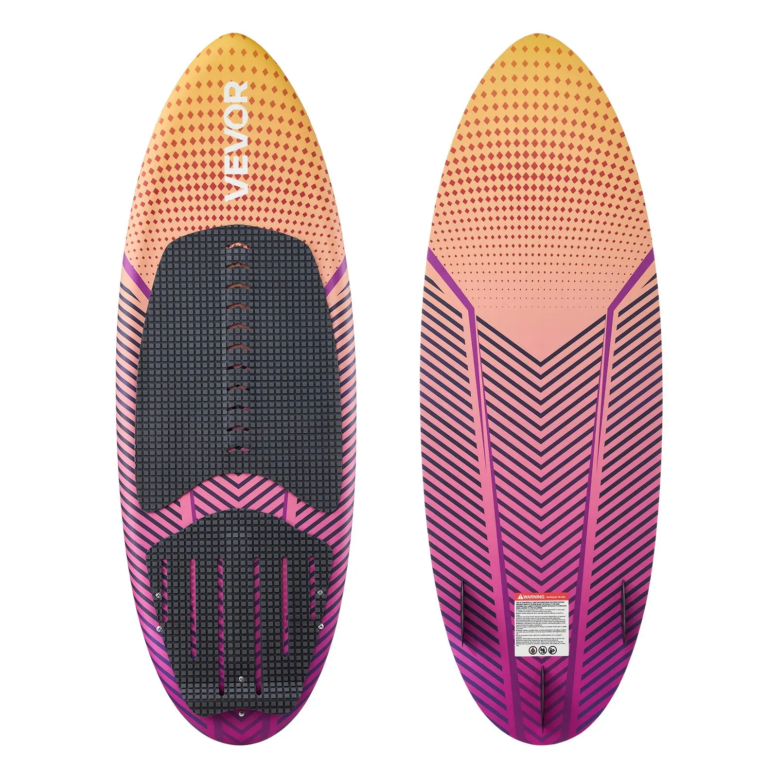 【Summerfinds】VEVOR 63-Inch Wakesurf Board, Wake Surfing Board with EPS Foam Core, EVA Non-Slip Pad & 3 Tail Fins, UV-Resistant Wakesurfing Boards for Adults Up to 250 lbs Surfboard