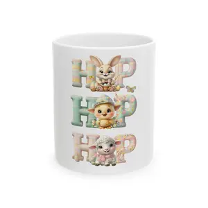 Easter Bunny Ceramic Mug, Easter Animal Cup, Easter Gifts, Perfect for Kids