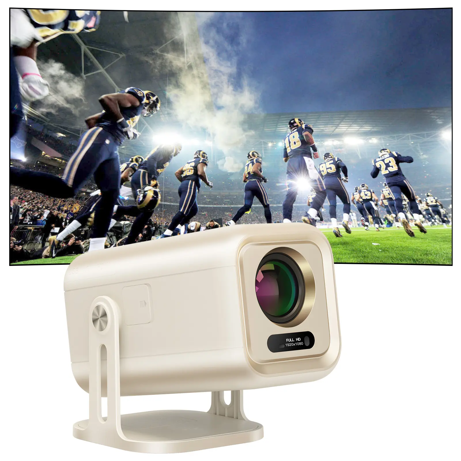 Intejoy AI Smart TV OS Projector with WiFi and Bluetooth,4K Native 1080P Outdoor Movie Projector for Business/Classroom/Education/Gaming/Home Cinema/ Party,Auto Keystone 270° Stand & 300" Display[Authentic 400 ANSI-Google Store-Voice Control]