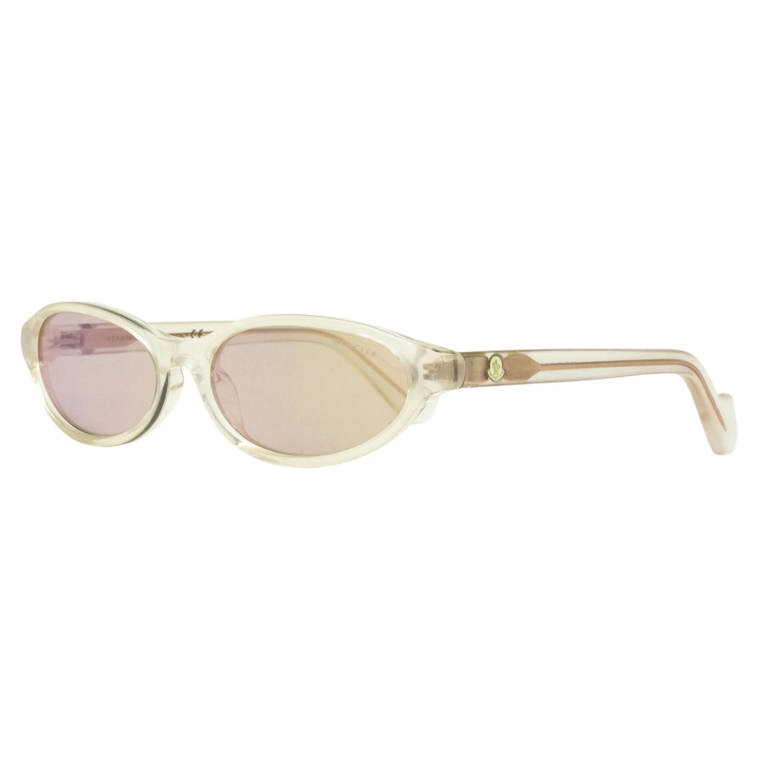Moncler Elongated Oval Sunglasses ML0117 25G Clear Ivory 58mm
