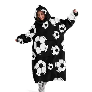 hoodie blanket，Wearable Blanket，Women's Hooded Blanket Sweatshirt, & Football Print, Oversized Wearable Blanket, Long Sleeve Adult Comfort Gift，Christmas Gift,Valentine's Day gift