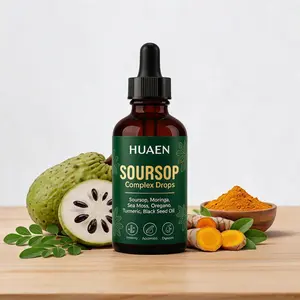HUAEN Soursop Bitters Liquid Drops 10-in-1 with Nori Moringa Turmeric Black Seed Oil Oregano Ashwagandha Herbal Extracts for Overall Health Vegan Non-O 2 fl oz Healthcare Natural Dietary Supplement Fitness Edible Vitamin