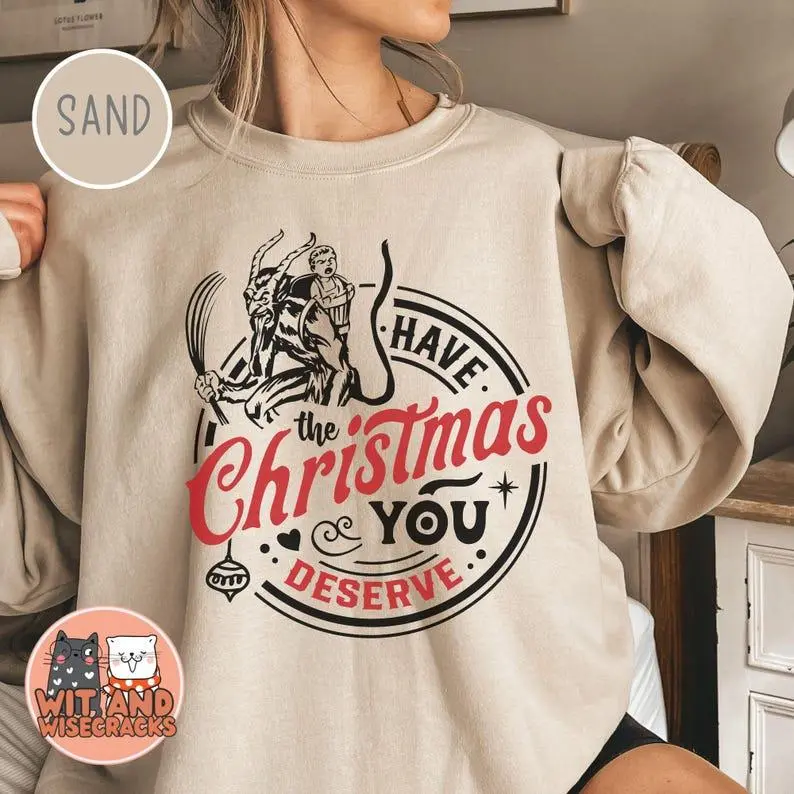 Krampus Christmas Sweatshirt Hoodie, Sarcastic Funny Christmas Krampusnacht Spooky Christmas Crewneck, Dark Horror Xmas Krampus Dark Humor Sweater
